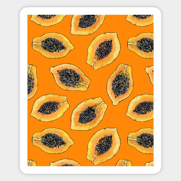 Papaya slices on orange Sticker by katerinamk